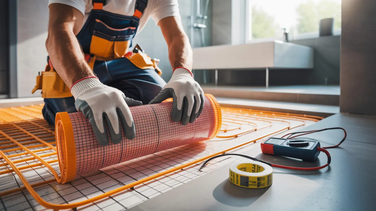 процесс укладки нагревательных матов